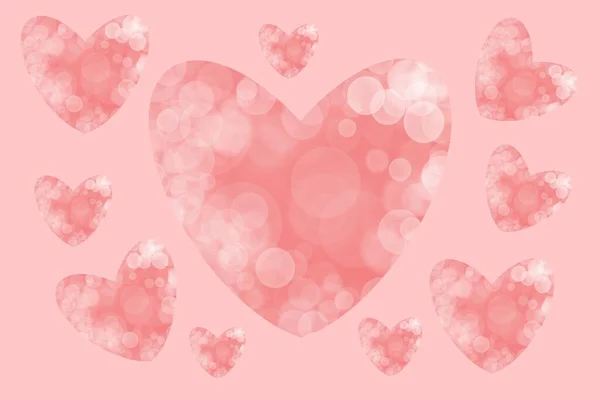 Heart Shaped Illustration Valentine Day Card Bokeh Background — Zdjęcie stockowe