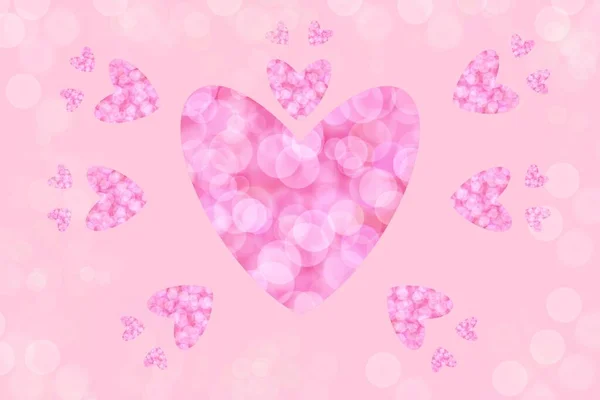 Heart Shaped Illustration Valentine Day Card Bokeh Background — Photo