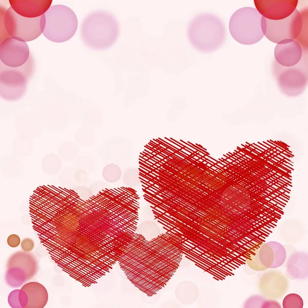 Heart Shaped Illustration Valentine Day Card Bokeh Background — Fotografia de Stock