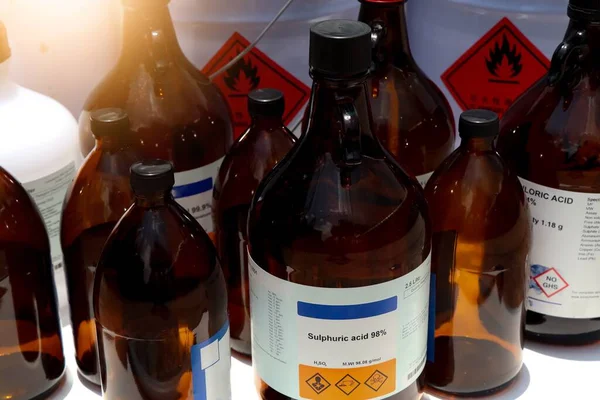 Sulfuric Acid Bottle Chemical Laboratory Industry — Foto de Stock