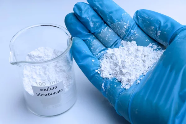 Bicarbonato Sodio Polvo Utiliza Laboratorio Industria — Foto de Stock