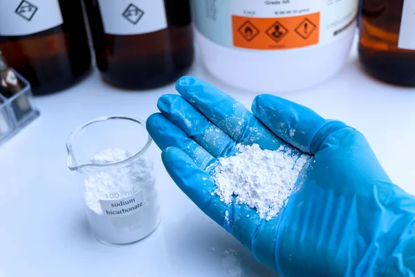 Bicarbonato Sodio Polvere Viene Utilizzato Laboratorio Nell Industria — Foto Stock