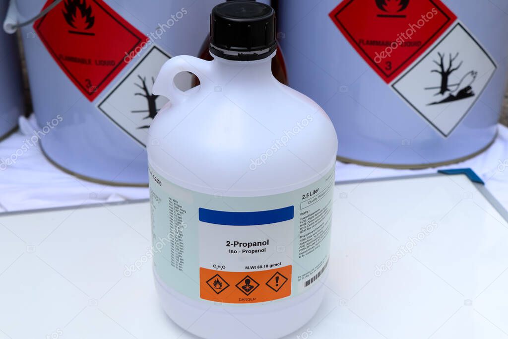 2-Propanol in bottle, chemical in the laboratory and industry