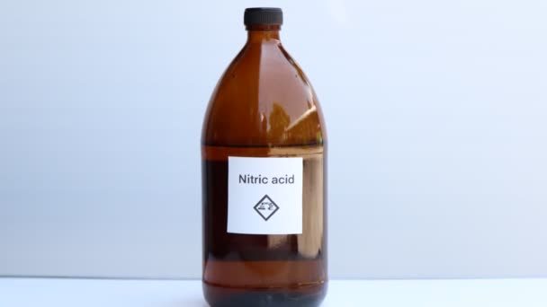 Nitric Acid Bottle Chemical Laboratory Industry — Video Stock