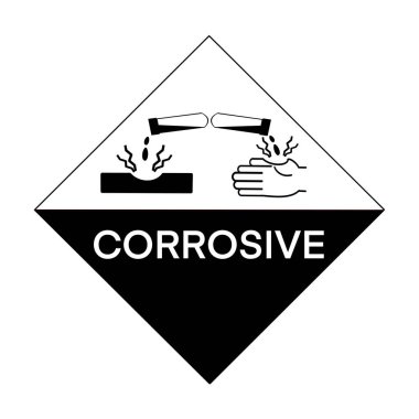 Aşındırıcı sembol, sanayi veya laboratuarda kullanılan tehlikelere karşı uyarıda kullanılır. 