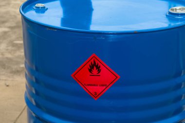Flammable liquid symbol on the chemical tank in factory 