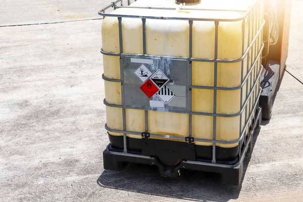 Warning Symbol Chemical Hazard Chemical Container Chemical Factory — 图库照片