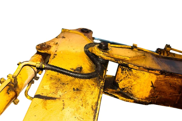 Hydraulic cylinder of yellow Backhoe in factory, Construction machinery