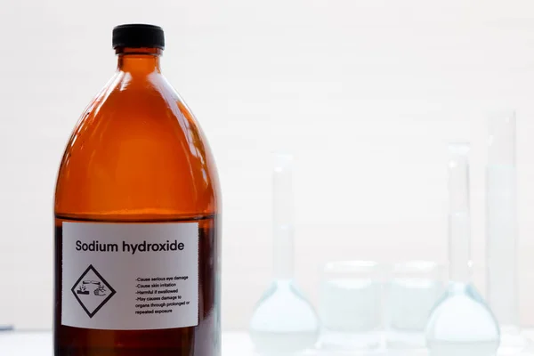Natriumhydroxid Der Flasche Chemikalien Labor Und Der Industrie — Stockfoto