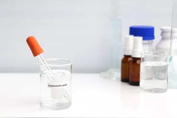 Kyselina Hyaluronová Chemická Složka Kosmetickém Přípravku Chemikálie Používané Laboratorních Pokusech — Stock fotografie