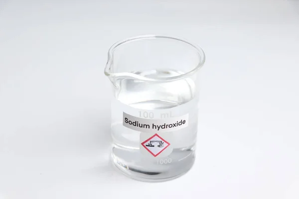 Nátrium Hidroxid Üvegben Vegyi Anyag Laboratóriumban Iparban — Stock Fotó