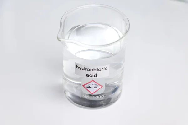 Ácido Clorhídrico Vidrio Químico Laboratorio Industria — Foto de Stock