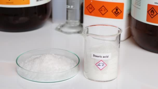 Stearic Acid Glass Chemical Laboratory Industry — Stock video