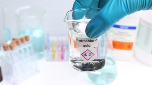 Hydrochloric Acid Glass Chemical Laboratory Industry — Stockvideo