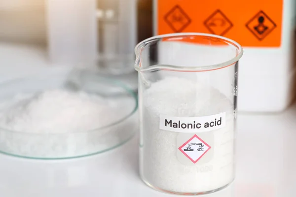 Malonic Acid Glass Chemical Laboratory Industry — Foto Stock