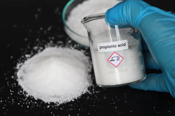 Acido Propionico Nel Vetro Prodotto Chimico Laboratorio Nell Industria — Foto Stock