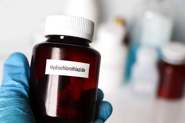Hydrochlorothiazide Bottle Medicines Used Treat Sick People — Stock fotografie