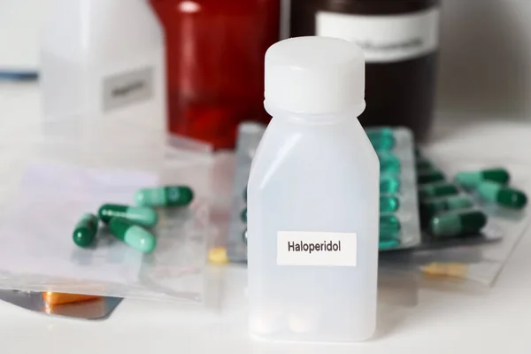 Haloperidol Bottle Medicines Used Treat Sick People — Stock fotografie