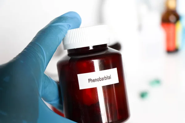 Fenobarbital Láhvi Léky Používají Léčbě Nemocných Lidí — Stock fotografie
