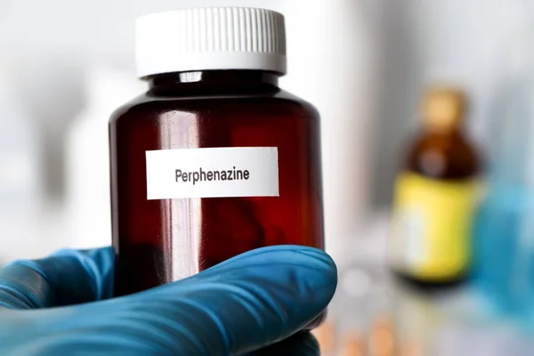 Perphenazine in bottle ,medicines are used to treat sick people.