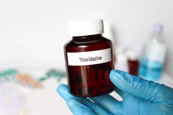 Thioridazine Bottle Medicines Used Treat Sick People — Stock fotografie