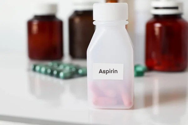 Aspirin in bottle ,medicines are used to treat sick people.