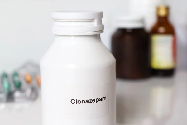 Clonazepam in bottle ,medicines are used to treat sick people.