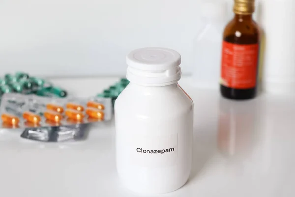 Clonazepam in bottle ,medicines are used to treat sick people.