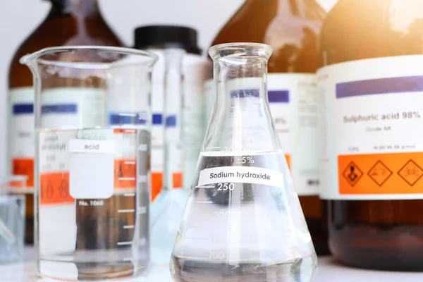 Sodium Hydroxide Glass Chemical Laboratory Industry — Fotografia de Stock