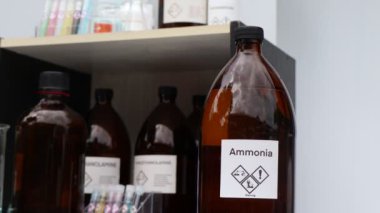 Ammonia in bottle, chemical in the laboratory and industry