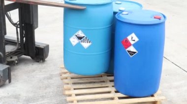 Warning symbol for chemical hazard on chemical container, product for industrial use or laboratory 