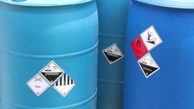 Warning symbol for chemical hazard on chemical container, product for industrial use or laboratory 