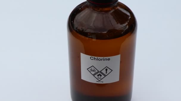 Chlorine Bottle Chemical Laboratory Industry — Vídeos de Stock