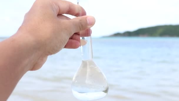 Sample Water Chemical Flask Water Samples Examine Laboratory — Stock video