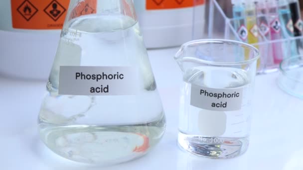 Phosphoric Acid Glass Chemical Laboratory Industry — Stockvideo