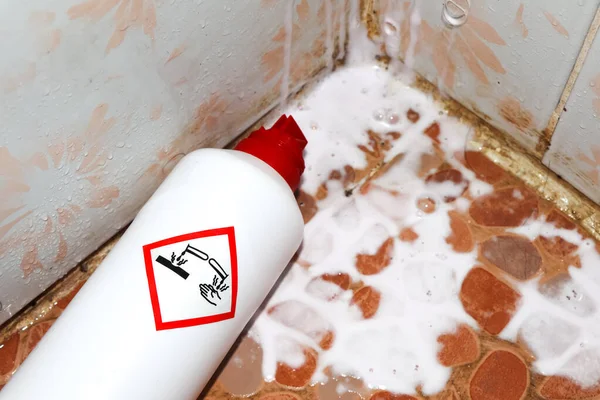 Хімічні Речовини Чищення Унітази Плями Підтримуючи Чистоту Туалету — стокове фото