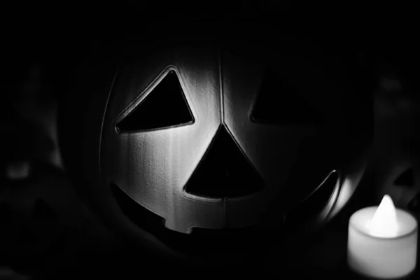 Sorriso Zucca Halloween Occhi Spaventosi Notte Festa Giorno Halloween — Foto Stock