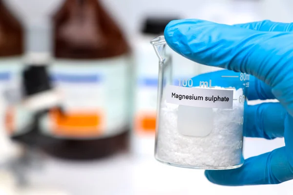 Magnesium sulphate in glass, chemical in the laboratory and industry, Chemicals used in the analysis
