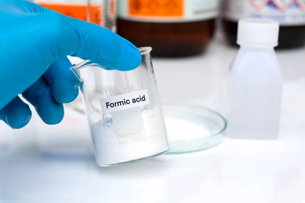 Acido Formico Nel Vetro Prodotto Chimico Laboratorio Nell Industria Sostanze — Foto Stock