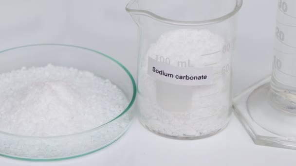 Carbonato Sódico Vidrio Químico Laboratorio Industria Sustancias Químicas Utilizadas Análisis — Vídeo de stock