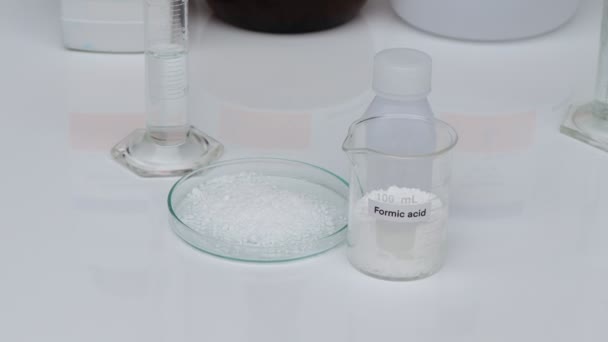 Mierenzuur Glas Chemische Stof Laboratorium Industrie Bij Analyse Gebruikte Chemische — Stockvideo