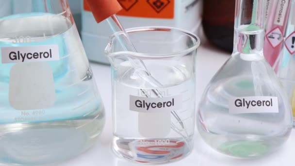 Glycerol Glass Chemical Laboratory Industry — Stock Video