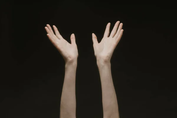 Praying Hands God Dark Woman Hands Reaching Out God Help — стоковое фото