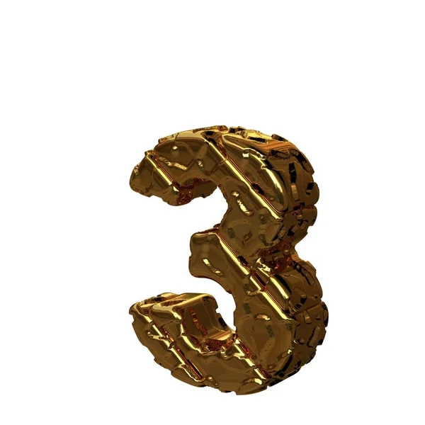 Οι χρυσοί αριθμοί στράφηκαν προς τα αριστερά. 3d αριθμός 3 — Φωτογραφία Αρχείου