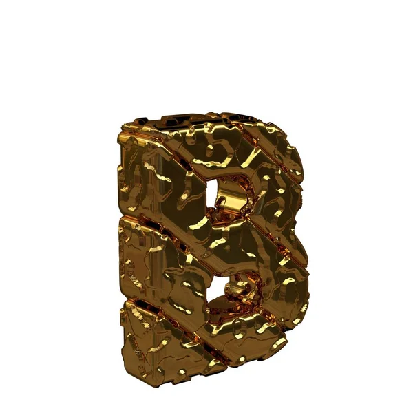 Letras de oro sin pulir giraron a la derecha. letra mayúscula 3d b —  Fotos de Stock
