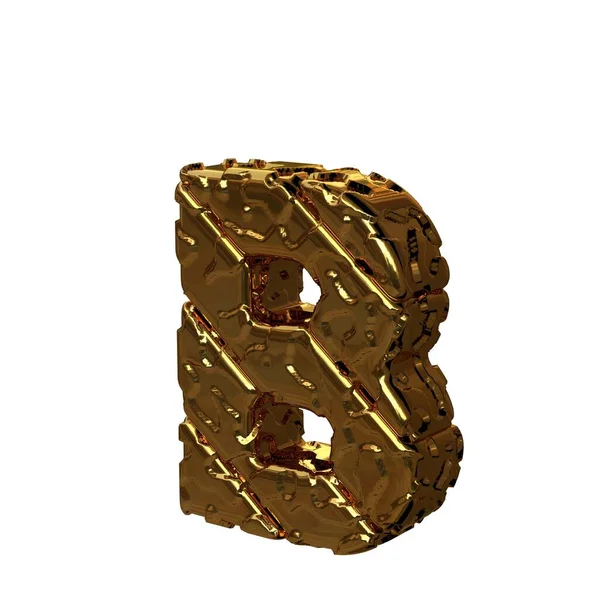 The unpolished gold letters turned to the left. 3rd capital letter b — Stock Photo, Image