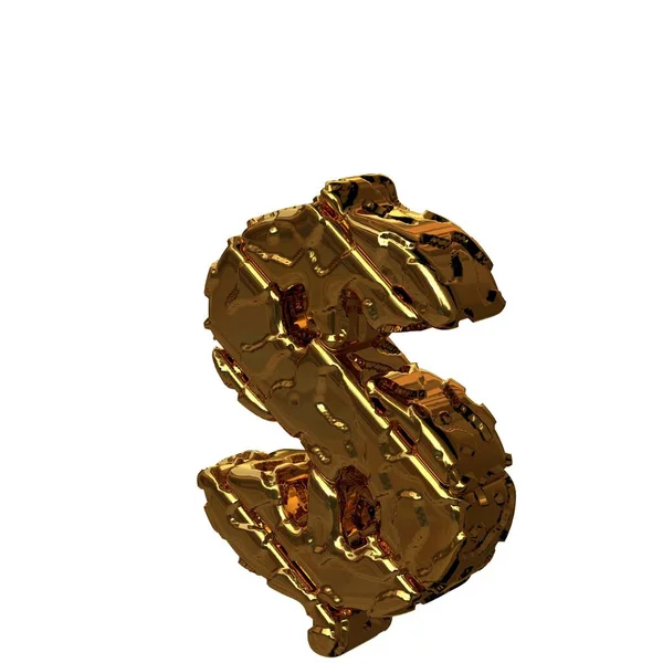Złoto niepolerowane symbole odwróciły się w lewo. Symbol 3d — Zdjęcie stockowe