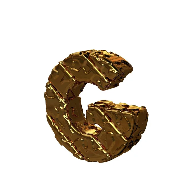 The unpolished gold letters turned to the left. 3rd capital letter g — Stock Photo, Image