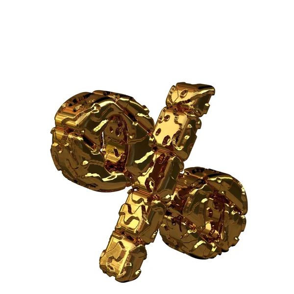 De ongepolijste gouden symbolen draaiden naar rechts. 3d-symbool — Stockfoto