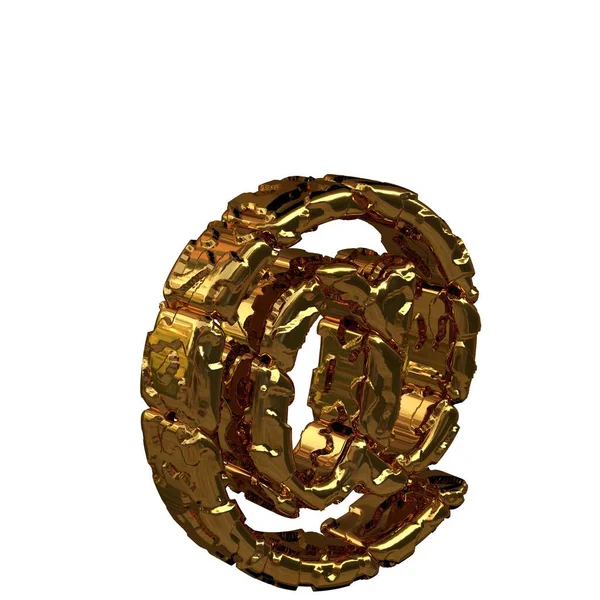 De ongepolijste gouden symbolen draaiden naar rechts. 3d-symbool — Stockfoto